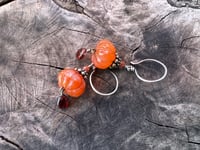 Image 12 of Puff pumpkin earrings. Carnelian, Garnet, sterling silver. n66