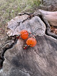 Image 8 of Puff pumpkin earrings. Carnelian, Garnet, sterling silver. n66