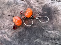 Image 14 of Puff pumpkin earrings. Carnelian, Garnet, sterling silver. n66