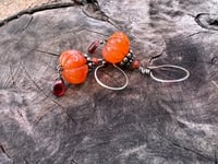 Image 15 of Puff pumpkin earrings. Carnelian, Garnet, sterling silver. n66