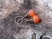 Image 16 of Puff pumpkin earrings. Carnelian, Garnet, sterling silver. n66