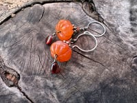 Image 22 of Puff pumpkin earrings. Carnelian, Garnet, sterling silver. n66