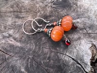 Image 23 of Puff pumpkin earrings. Carnelian, Garnet, sterling silver. n66