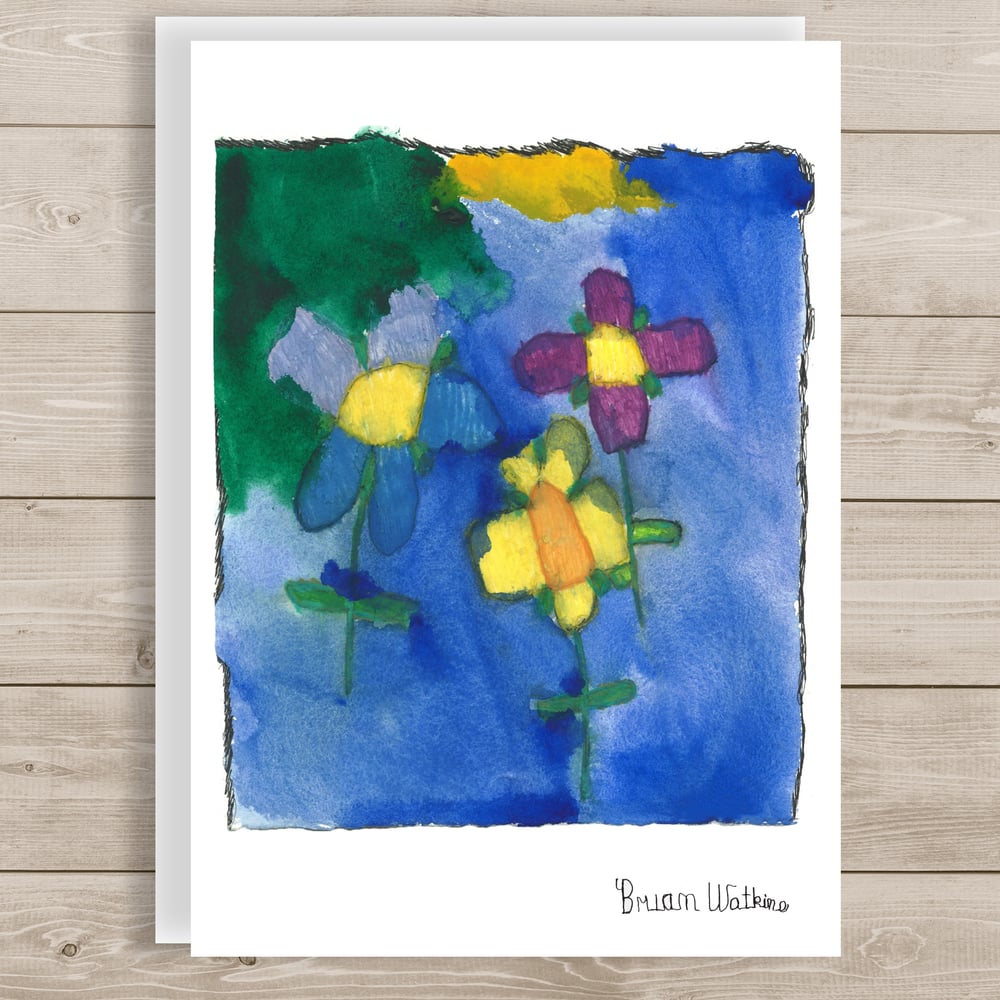 Image of Three Flowers in Water note card