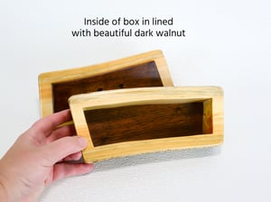 Image of Handmade Wooden Rustic Keepsake Box made of Spruce and Dark Walnut, County Decor, Wood Box