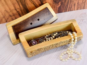 Image of Handmade Wooden Rustic Keepsake Box made of Spruce and Dark Walnut, County Decor, Wood Box