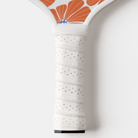 Image 5 of Custom Monogram Pickleball Paddle Cute Blue & Orange Retro Floral and Stripes