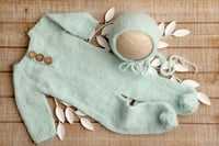 Footed Romper and Bonnet Set - MINT