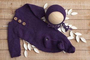 Image of Footed Romper and Bonnet Set - ROYAL PURPLE