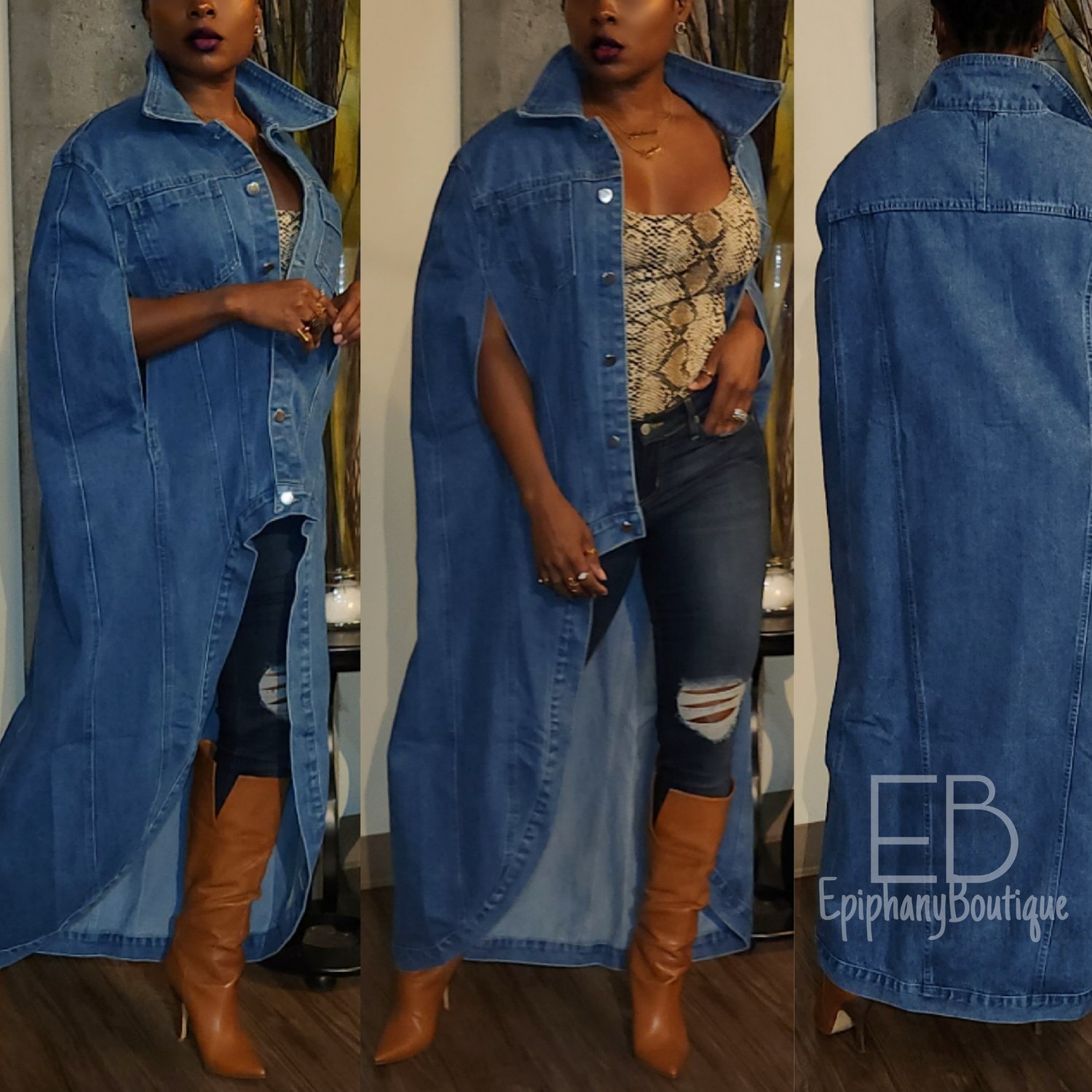 Image of The Gia Maxi Denim Cape