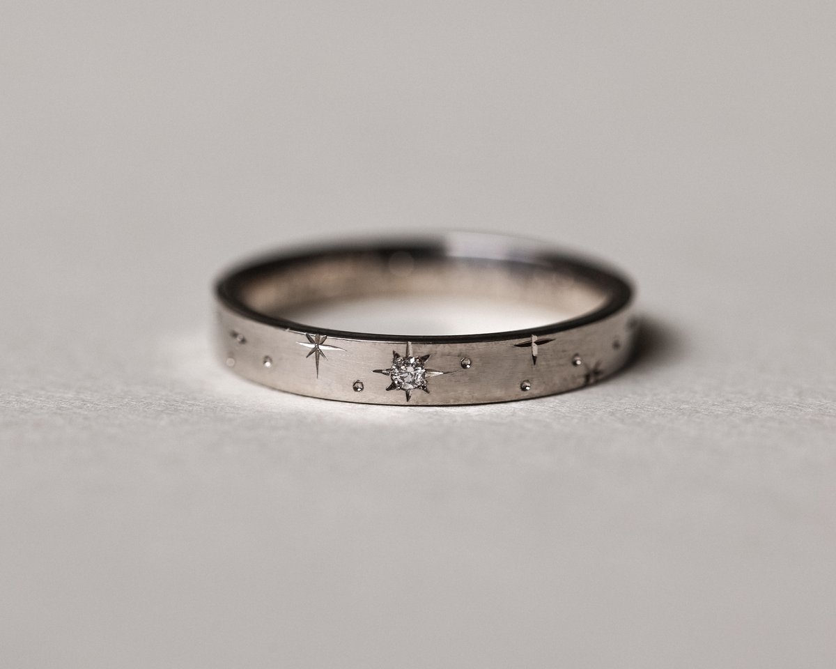 Image of 18ct White Gold 3mm ‘Star' Eternity ring