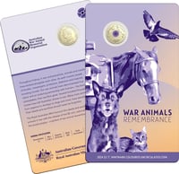 Image 1 of 2024 $2 ‘C’ Mintmark Coloured Uncirculated Coin – War Animals Remembrance