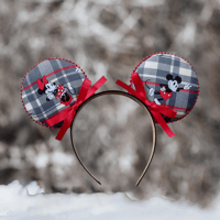 Image 1 of Winter Gray Plaid Mouse Ears