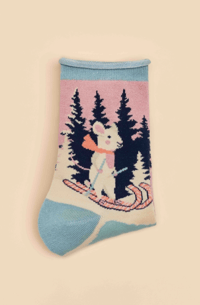 Image 2 of Mouse on Skis Bamboo Crew Socks