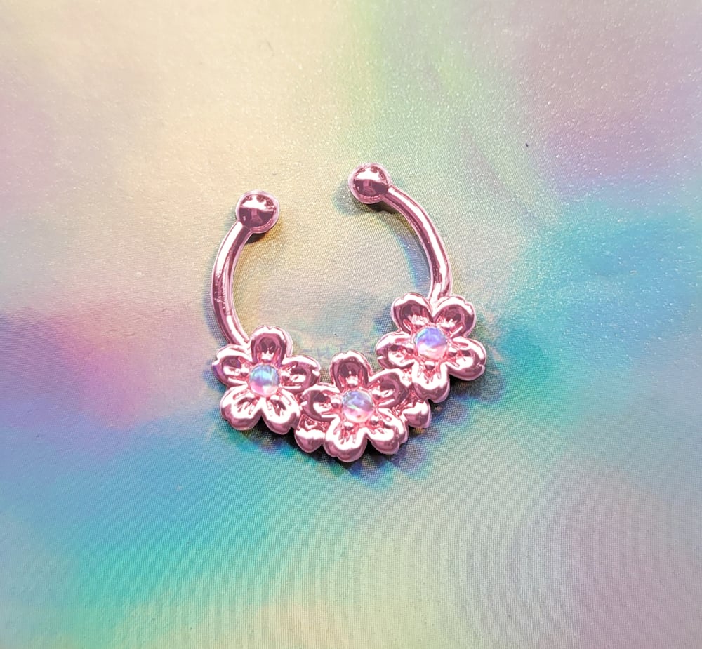 Image of PREORDER Sakura Septum Nose Rings - 16G AND Faux