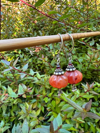 Image 12 of Carnelian pumpkin earrings/ n52