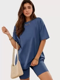Image 1 of Blue solid casual set