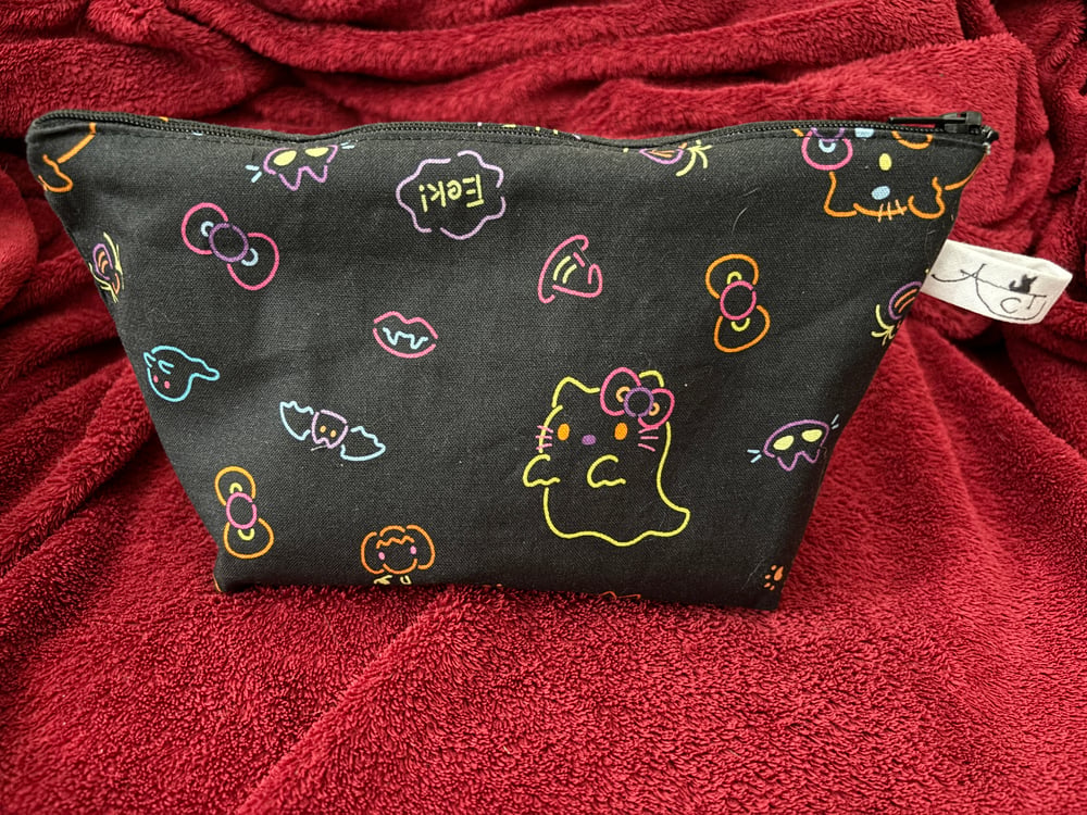 Image of Neon Ghost Cat Zipper Pouch