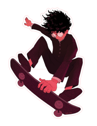 Okarun Skater Glitter Sticker