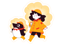 Rainy Day Penguin Glitter Sticker