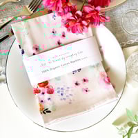Image 2 of Set of 4 - 100% Organic Cotton dinner napkins - Strawberries and roses