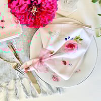 Image 5 of Set of 4 - 100% Organic Cotton dinner napkins - Strawberries and roses
