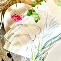 Image 3 of Set of 4 - 100% Organic Cotton dinner napkins - Green leaves