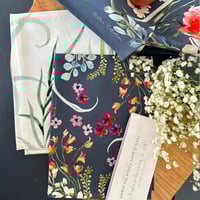 Image 2 of Set of 2 - 100% Cotton Tea towels- Black florals