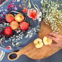 Image 1 of Set of 2 - 100% Cotton Tea towels- Black florals