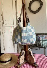 Image 1 of Howdy Bag in blue/green checkers