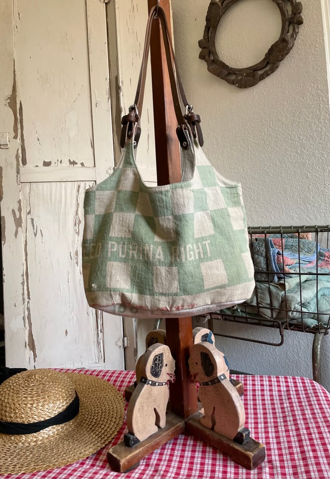 Howdy Bag in green checkers