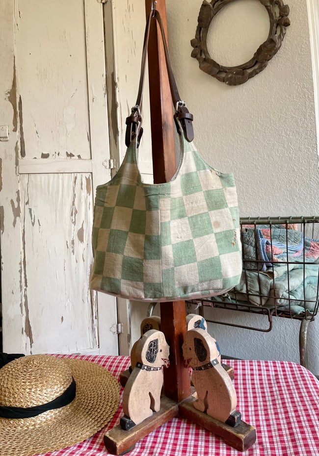 Howdy Bag in green checkers