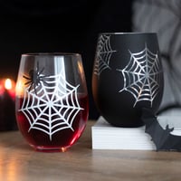 Spider And Web Set Stemless Wine Glasses