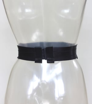 Image of MADE TO ORDER - Elastic pierced waist belt in black satin (Size XS - X)