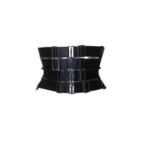 Image 1 of MADE TO ORDER - Elastic Waist Cincher in black satin (Size XS - XL)