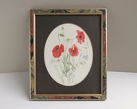 Image 1 of Vintage Watercolour Painting, Red Poppies & Flowers, Moira Smith '83, Frame Size 13 3/8 x 11 3/8 ins