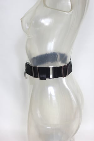 Image of MADE TO ORDER - Elastic O Ring waist belt in black satin (Size XS - XL)