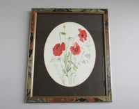 Image 2 of Vintage Watercolour Painting, Red Poppies & Flowers, Moira Smith '83, Frame Size 13 3/8 x 11 3/8 ins