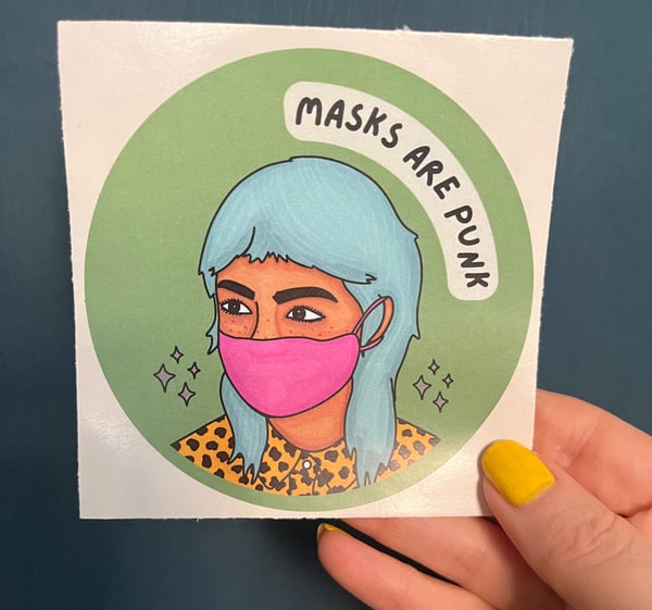 Image of Masks are punk Large Sticker (88mm)