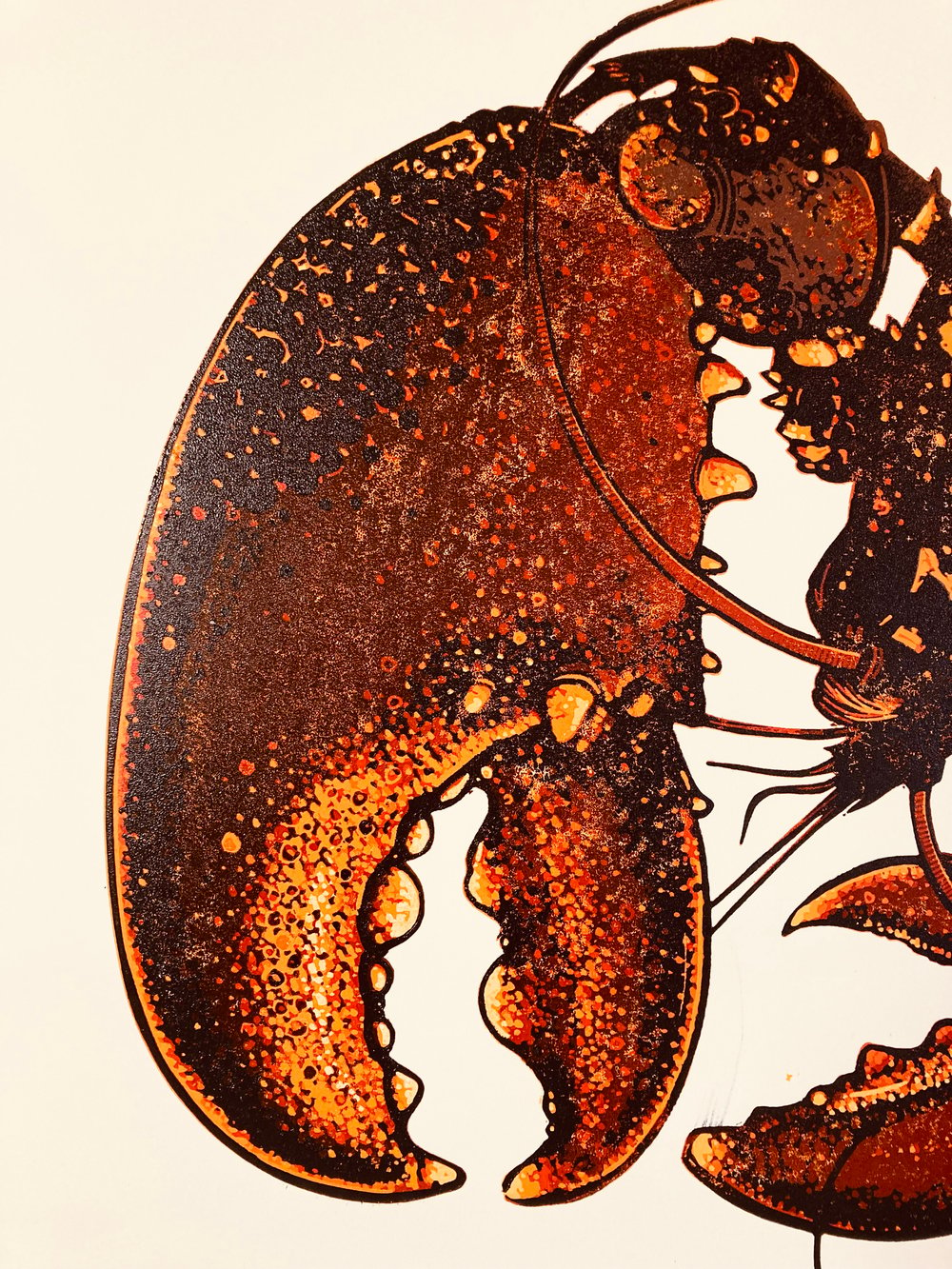 Lobster linocut print - 9 colours pre-order