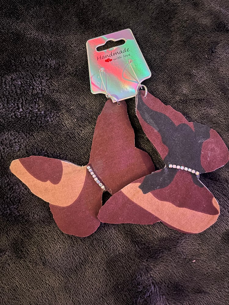 Image of Camouflage butterfly earrings
