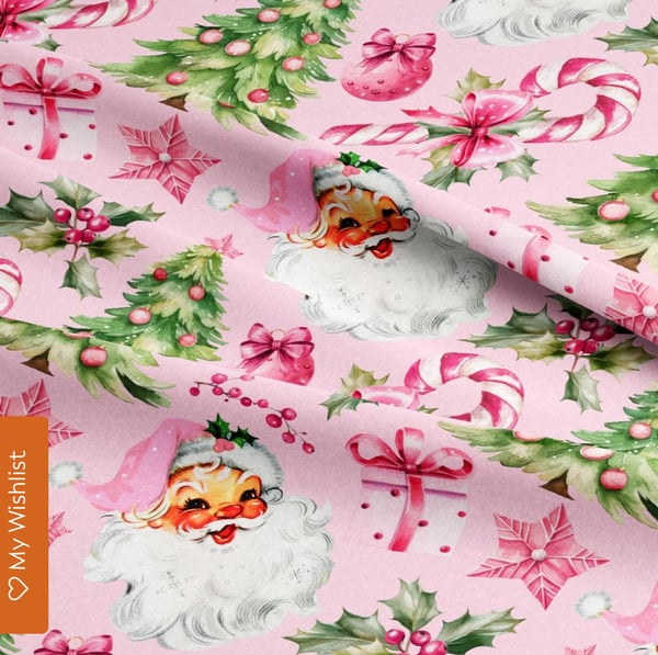 Image of Pink Santa Fabric