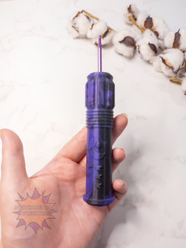 Image of Squishy Grip Dark Matter Moon Saber Interchangeable Silicone Crochet Hook Grip