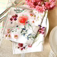 Image 1 of Set of 4 - 100% Organic Cotton dinner napkins - Florals
