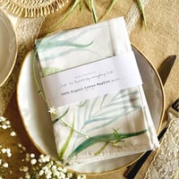 Image 2 of Set of 4 - 100% Organic Cotton dinner napkins - Green leaves