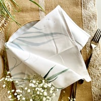 Image 5 of Set of 4 - 100% Organic Cotton dinner napkins - Green leaves