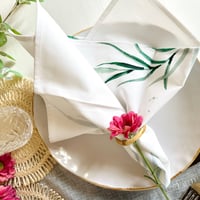 Image 1 of Set of 4 - 100% Organic Cotton dinner napkins - Green leaves