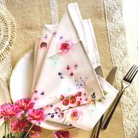 Image 4 of Set of 4 - 100% Organic Cotton dinner napkins - Strawberries and roses