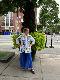 Image 7 of blue and lime green painted shirt