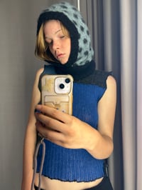 Image 2 of  Blue Alpaca Balaclava with Dots – Handmade in Berlin